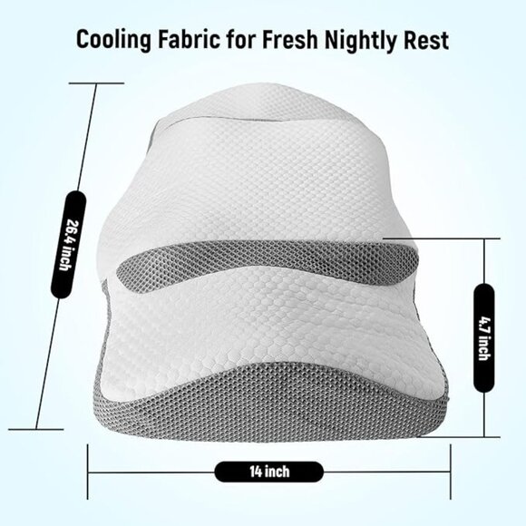TechWealth Ergonomic Cooling Memory Foam Pillow For Side/Back Sleeper - Picture 2 of 5